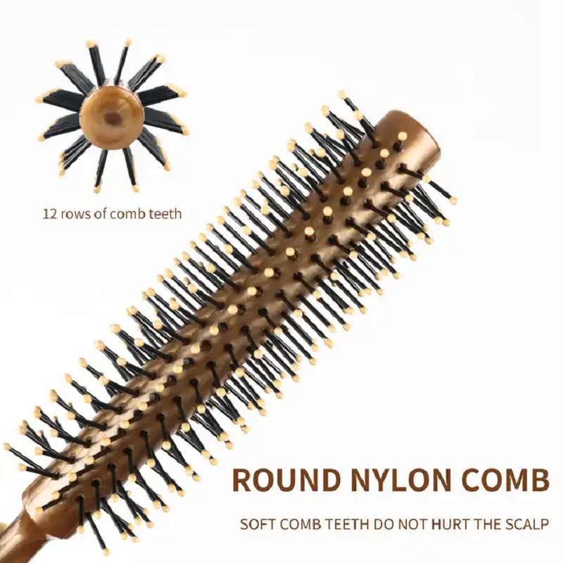 Manufacturers provide cylinder curly hair styling rolling comb gold high-quality nylon tooth massage comb dry and wet dual use h