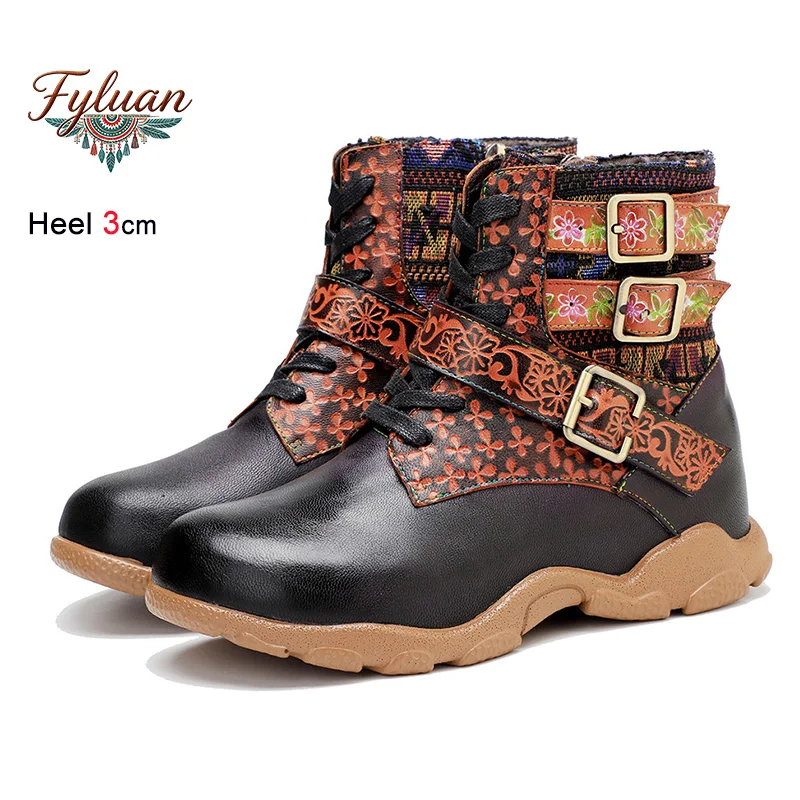

Height Increasing Boots For Women 3CM Wedge Heel Genuine leather Ankle Short Boot 2026 Autumn Winter sheepskin Shoes With Buckle