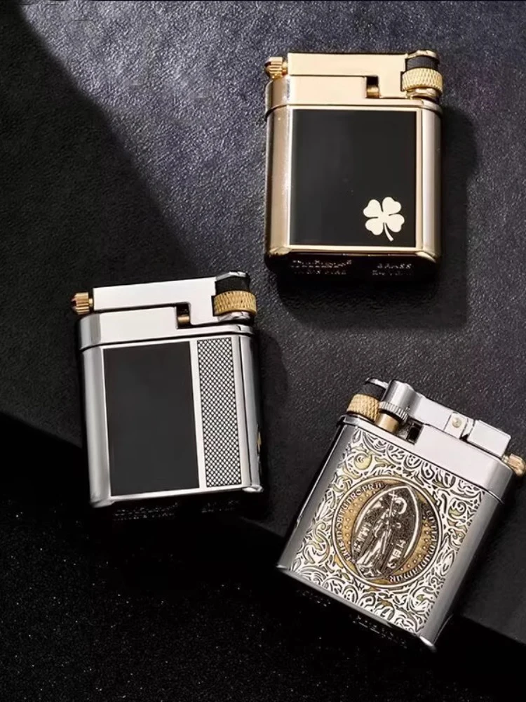 

Винтажная механическая пресс-зажигалка из чистой меди, шлифовальный круг, зажигание, персонализированный креативный подарок для уникального стиля