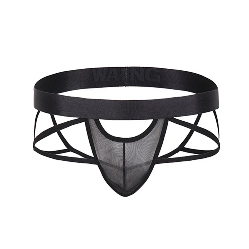 Men Sexy Open Butt Mesh Transparent Briefs Jockstrap Hollow Out Boxer Brief Underwear Underpants Erotic Solid Men\'s G-string