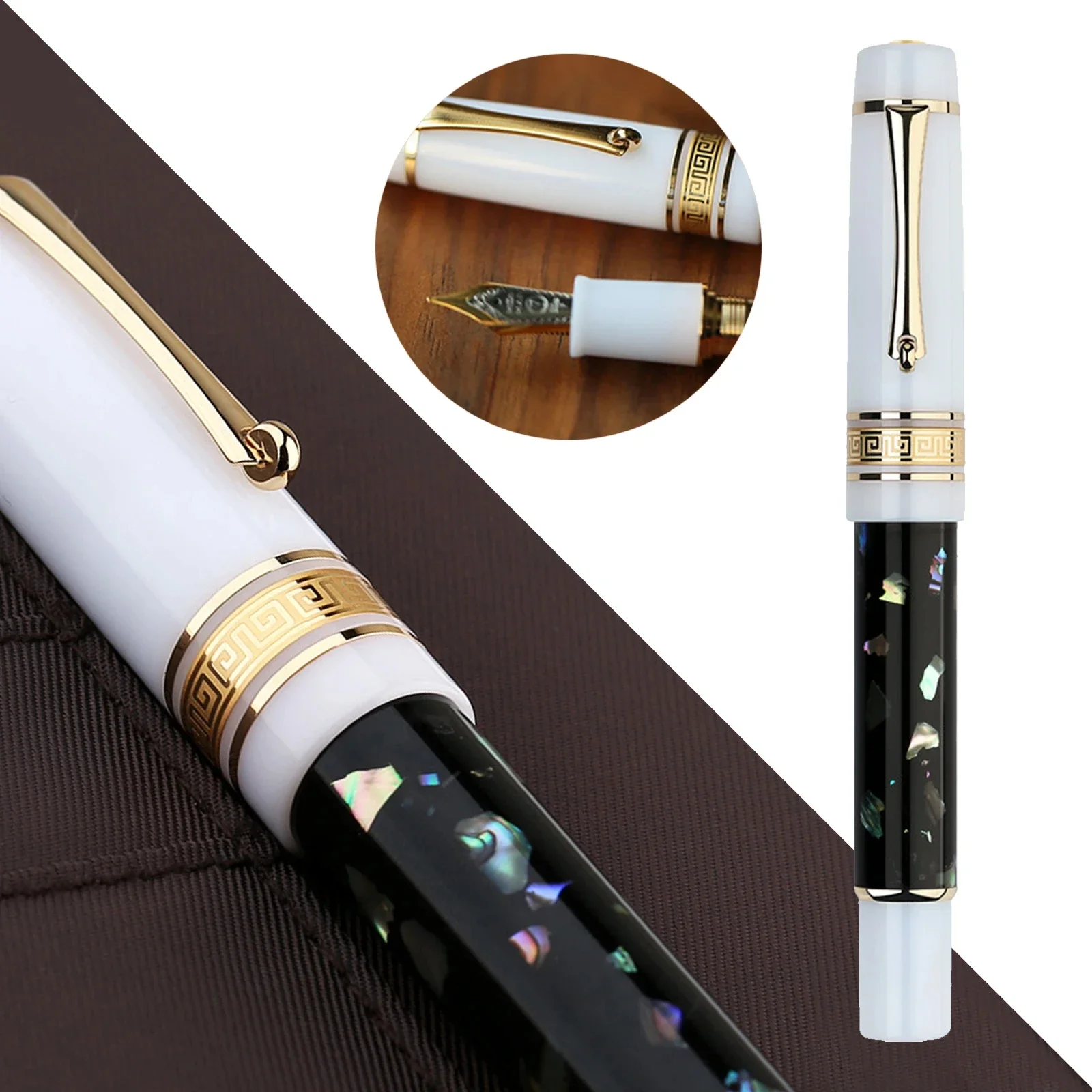 

MAJOHN M400 Resin Shell Fountain Pen EF/F Nib Novel Luxury Writing Pens with Converter Office Supplies Student Gifts