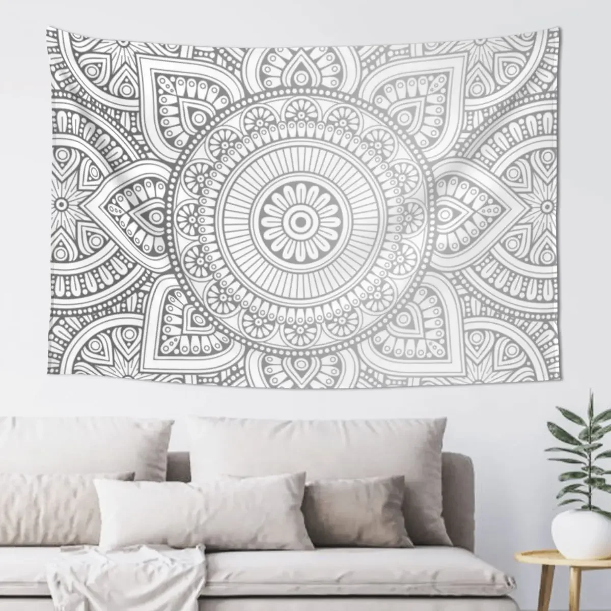 

Silver Mandala Pattern Illustration Tapestry Wall Hanging Decor Kawaii Room Decor Things To The Room Wallpaper Bedroom Tapestry