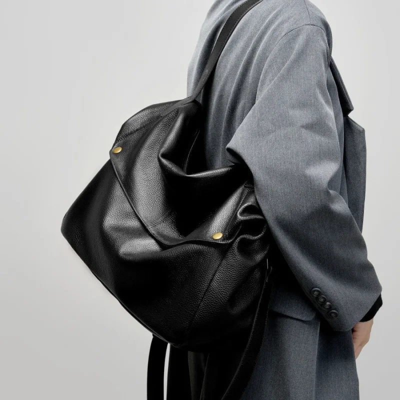 

Large Capacity Top Layer Cowhide Tote Bag Versatile Retro Soft Leather Shoulder Bag Casual Women's Soft Cowhide Bag