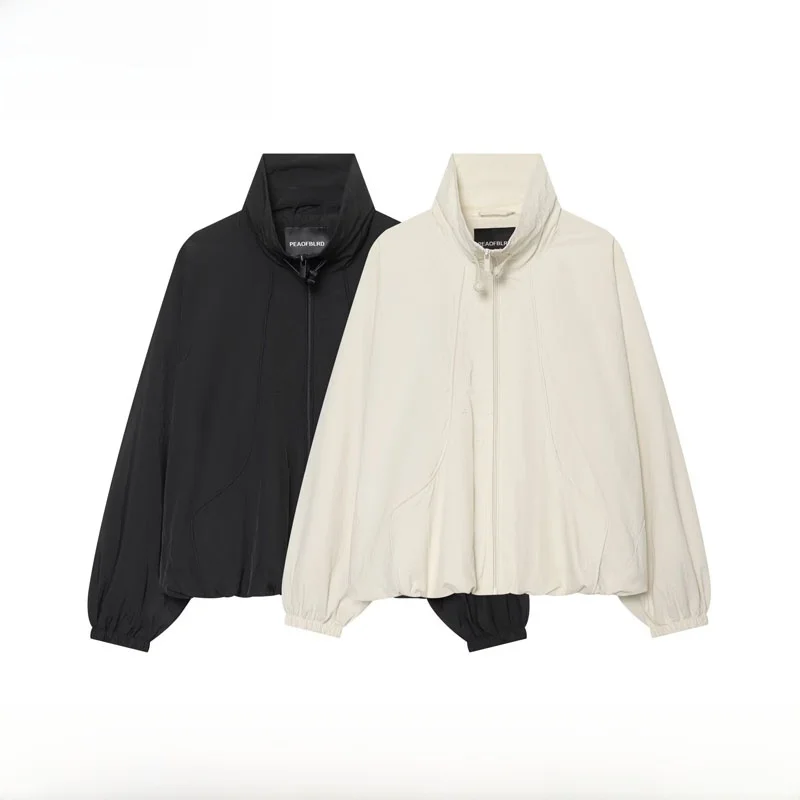 Early Autumn New Arrival Women's Fashionable Oversized Jacket Coat ZR Style Polyester Fiber Long Sleeve Zipper Closure