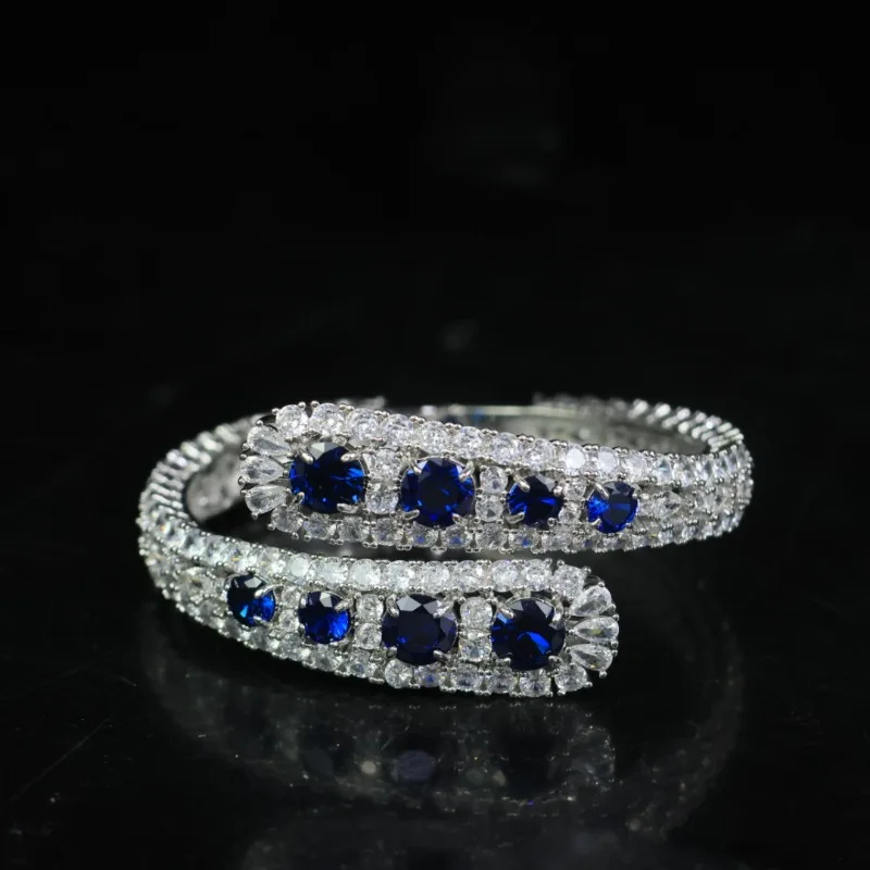 Double Track Staggered Sapphire Bracelet, Exquisite Fashion and Versatile Arm