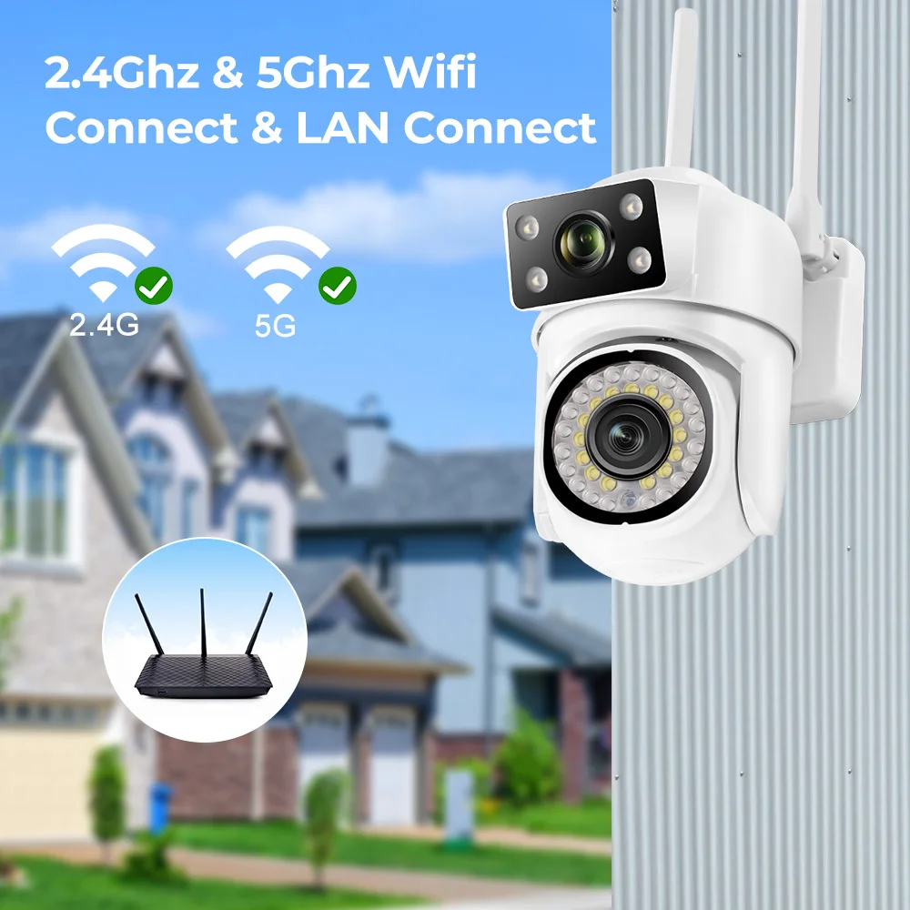 VERYHDSN HD 6MP PTZ Surveillance Camera Wifi Dual Lens Human Detect Cameras Outdoor Security Waterproof Full Color Night Vision