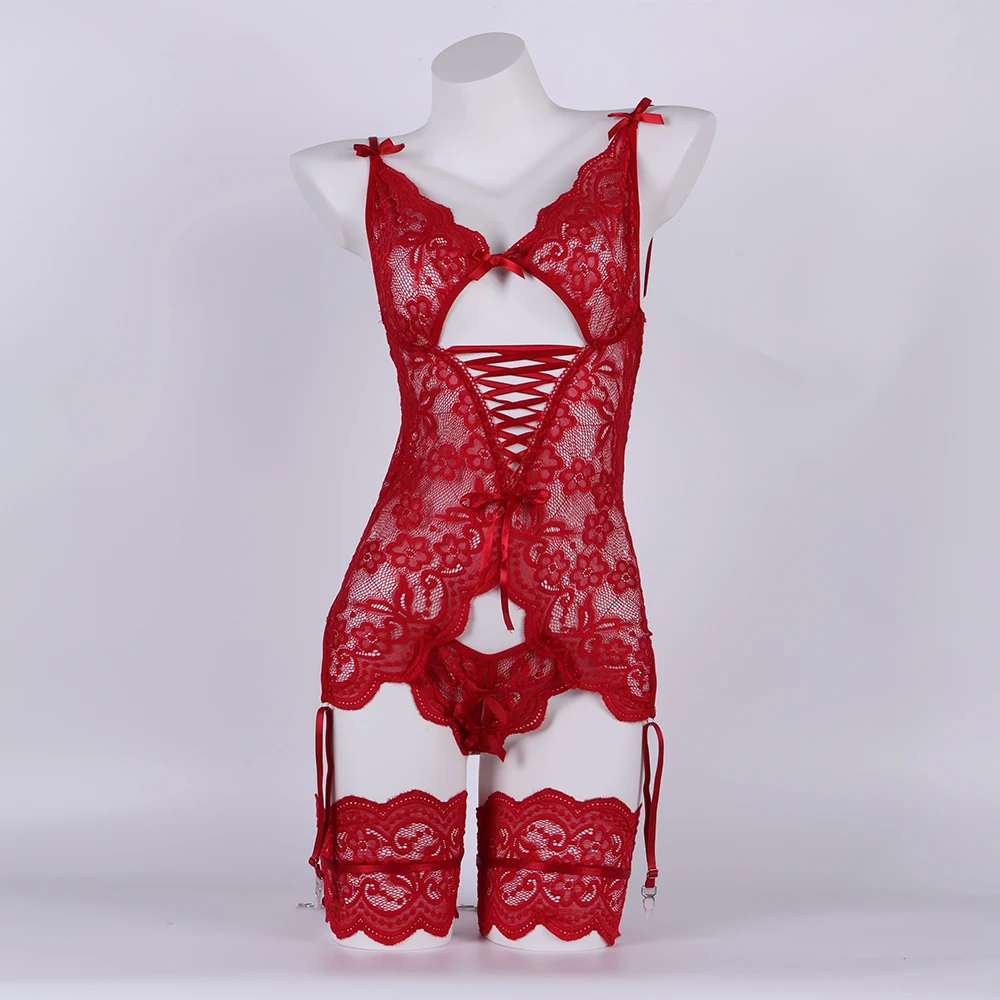 Lace Sexy Lingerie for Women Transparent Hot Porno Erotic Underwear Exotic Bra Set and Garter Lingerie Sexy Hot Porn Sleepwear