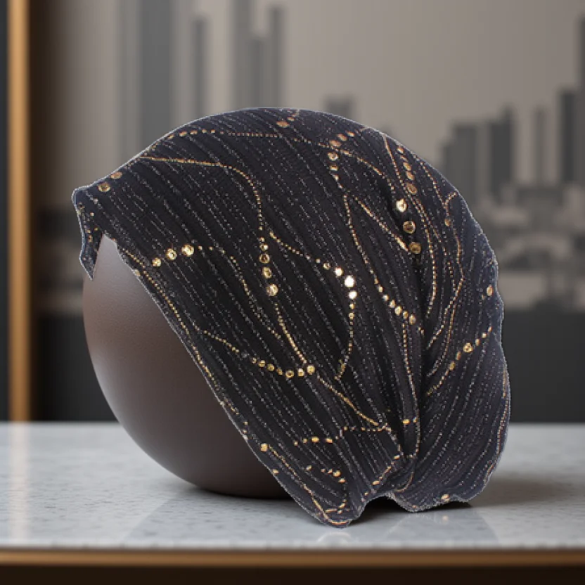 Spring/Summer Light Bright Thin Strip Decoration Double Fabric Breathable  Skullies & Beanies  Spring  Muslim BeaniesHat