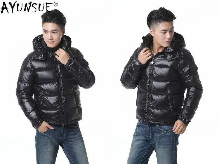 Ayunsue厚いパーカー男性のダウンジャケットの男性の服冬ジャケット90% ホワイトダックダウンコートフード付き服2020チャケータLXR829