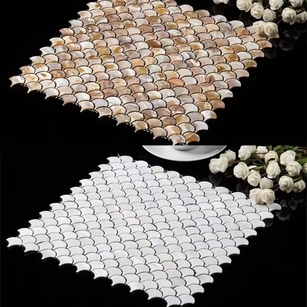 Artistic Shell Mosaic Tile Eco-friendly Dyed Fish Scale Tile DIY Waterproof Mosaic Wall Art Porch Decoration