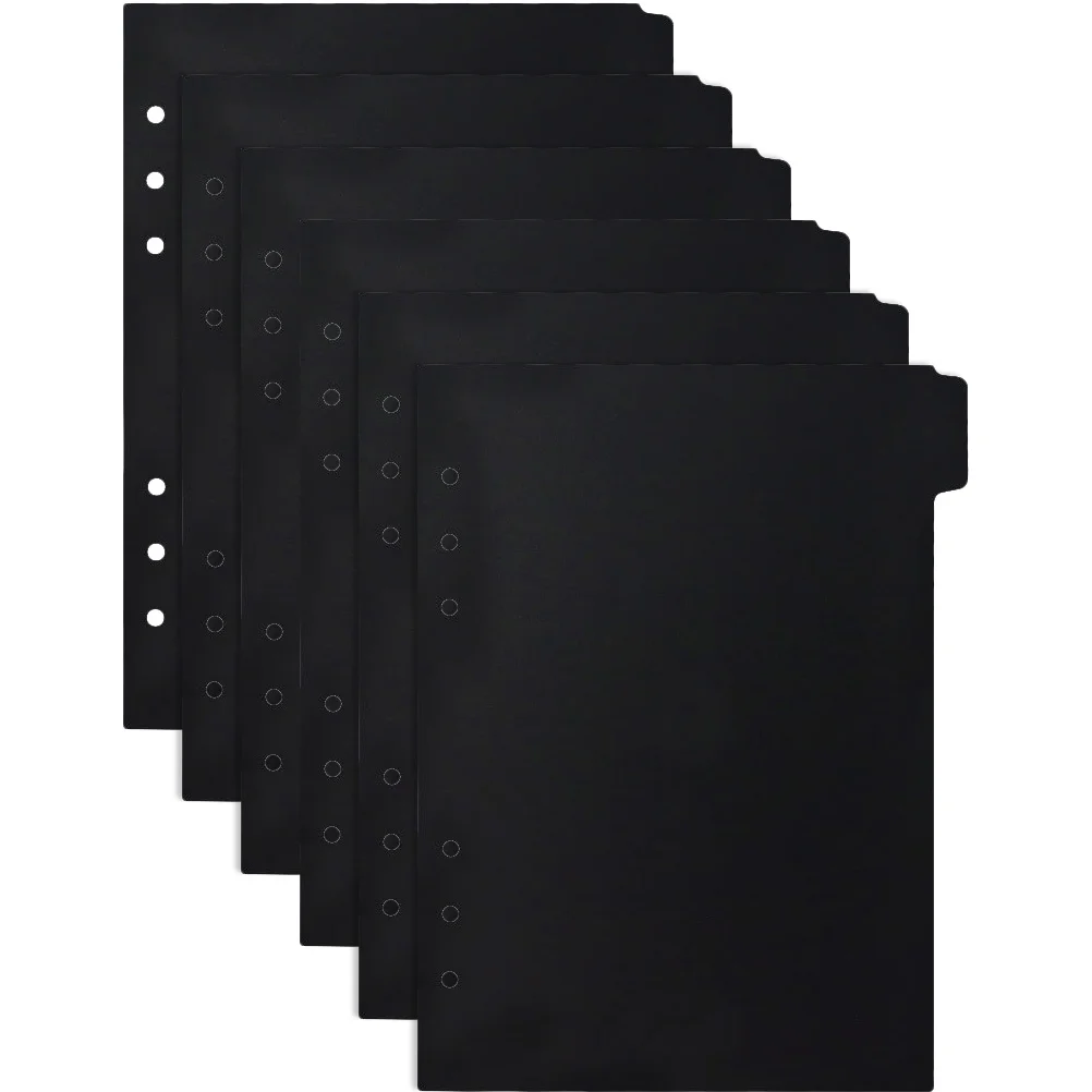 6 Pcs A5 Notebook Notebooks Tab Dividers Page Soft Index Black Plastic Binder Office Work