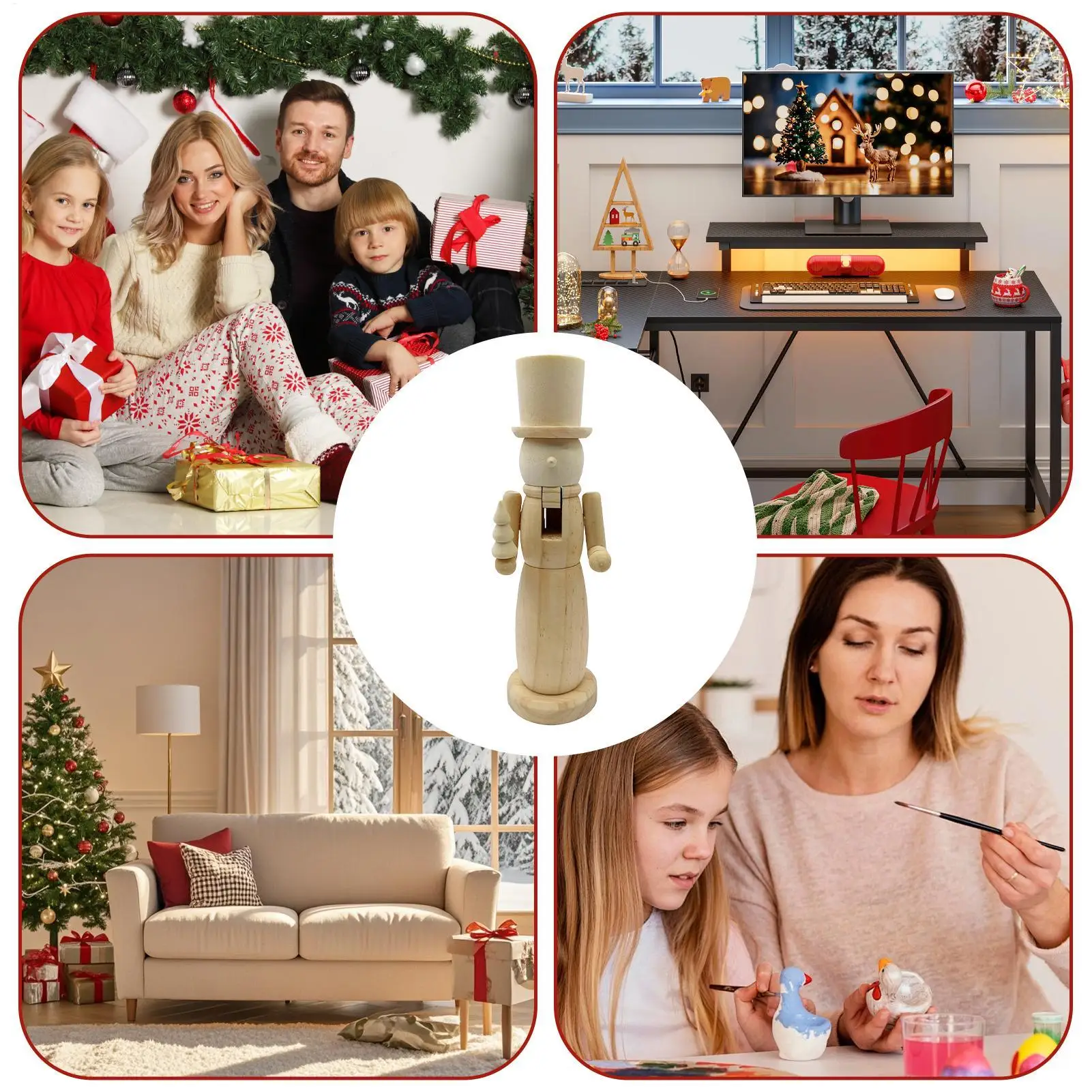 Christmas Wooden Nutcracker DIY Craft Unpainted Puppet for Family Fun and Festive Decorations Nutcracker Figures