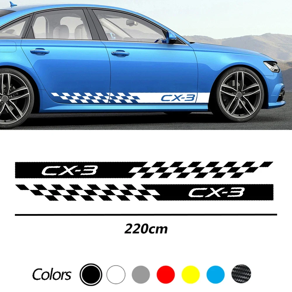 2pcs Automobile Car Skirt Stripes Stickers for CX-3 CX-5 Demio Atenza Skyactiv Vinyl Film Decals Styling Accessories