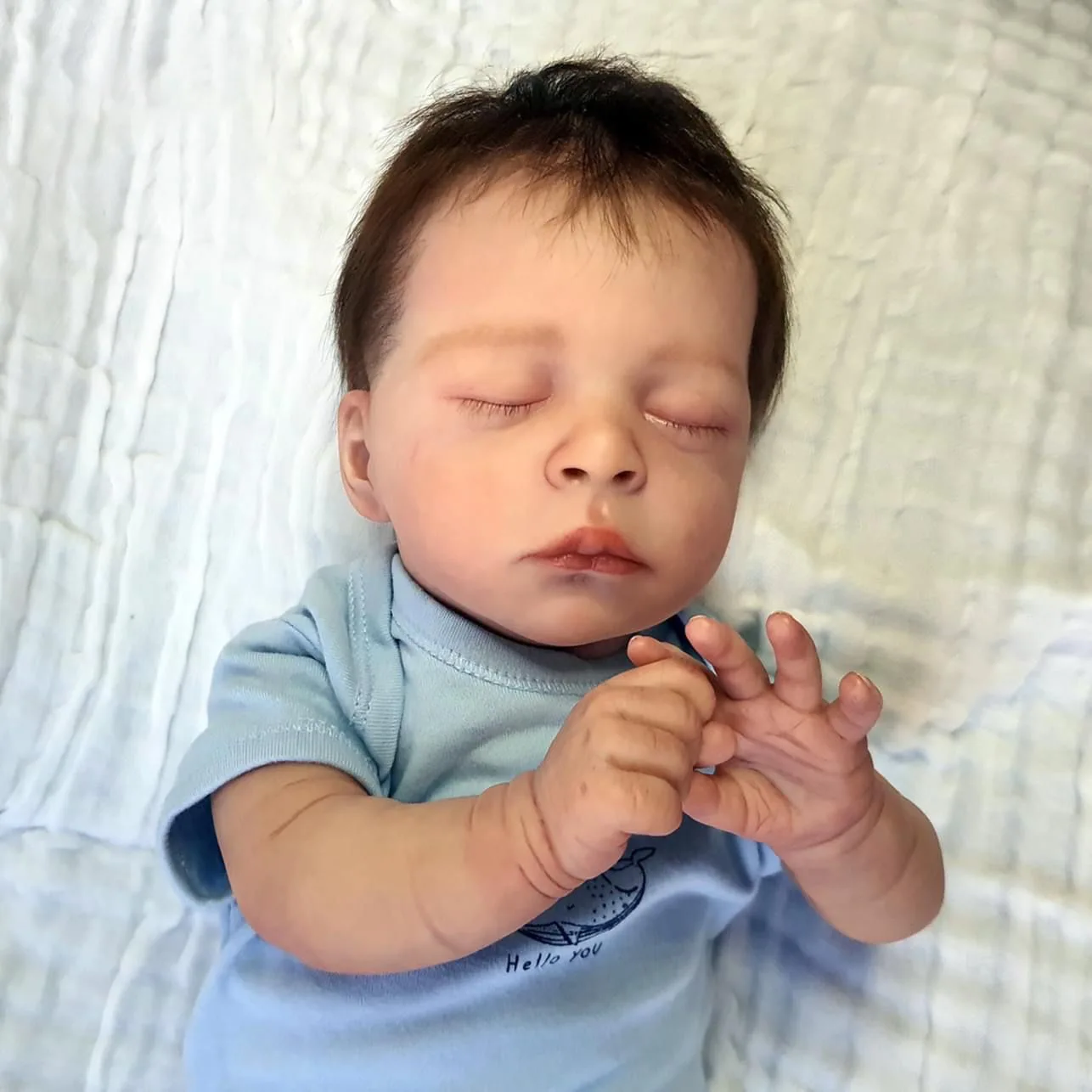 

46CM Realistic Reborn Baby Doll Already Painted Jude Muñecas Kid's Christmas Gift Sleeping Baby Doll Lifelike Soft Touch 3D Skin