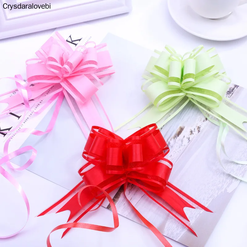 100pcs 5cm Beautiful Pull Bow Ribbon Gift Packing flower bow Bowknot Party Wedding Car Room Decoration Party DIY Festive Suppy