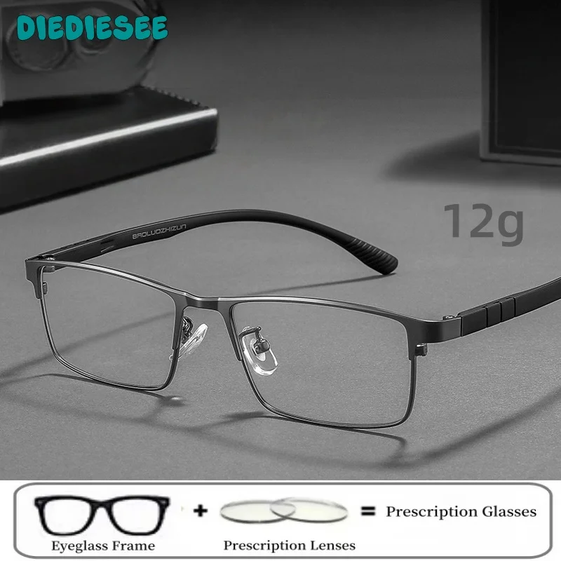 

DIEDIESEE New Men's Retro Anti Blue Light Eyeframe High Quality Ultra Light Business Half Frame Prescription Glasses 1615
