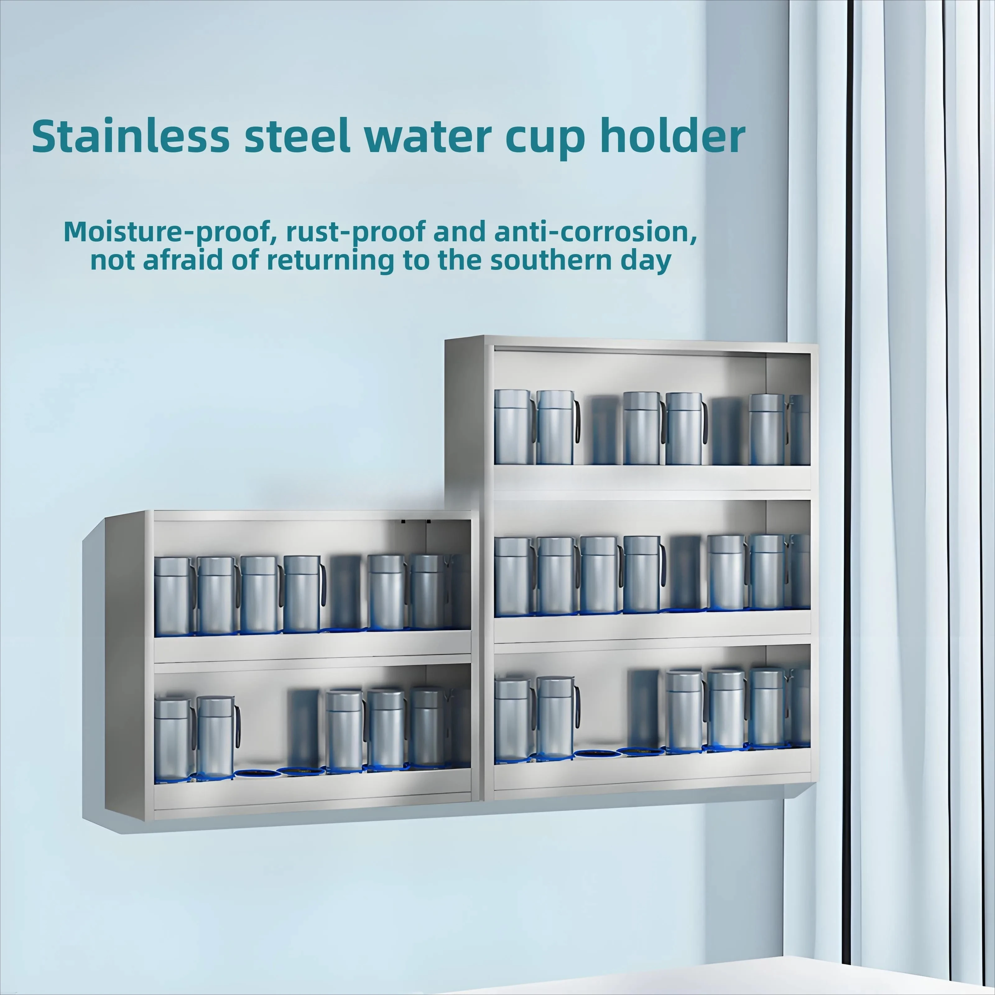 Stainless Steel Cup Holder Office Factory Employee Workshop Cup Holder Company Tea Room Wall-Mounted Cup Holder