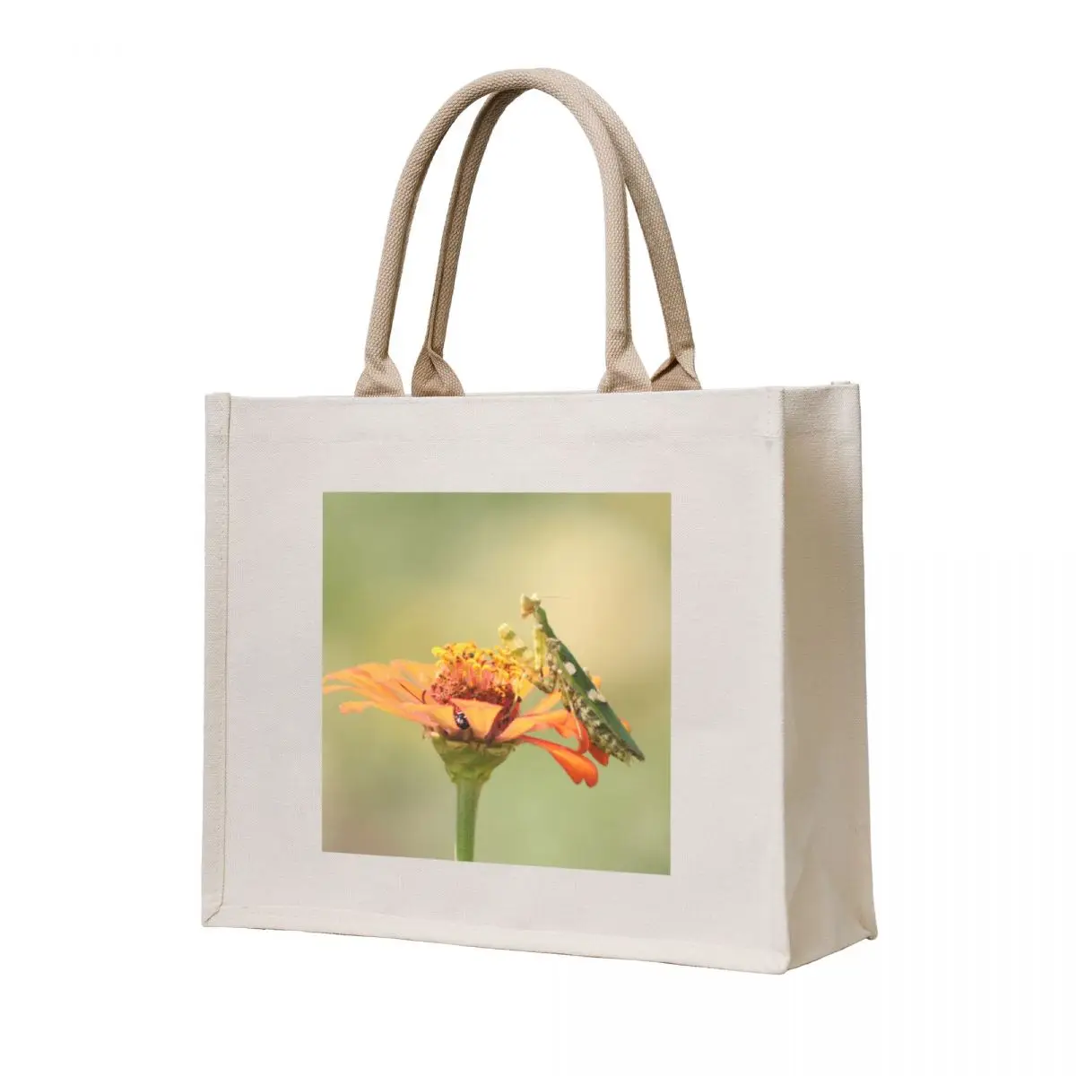 Green Praying Mantis on Flower Tote Bag Women's shopper bag shopping cart bags Cloth bag