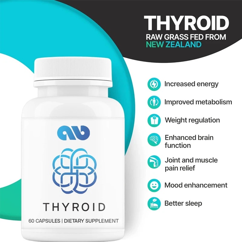 

Dried bovine thyroid - Female thyroid support - Energy and metabolic support - Non GMO, 60 capsules