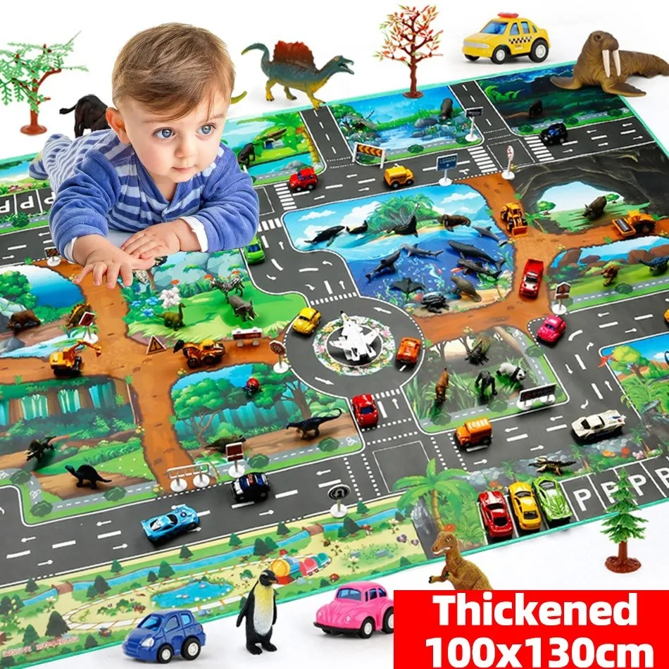 Thickened Baby Playmat Toddler Dinosaur Non-Toxic Rugs Kids Outdoor Portable Toys Family Picnic Mat Waterproof Carpet 100x130 cm