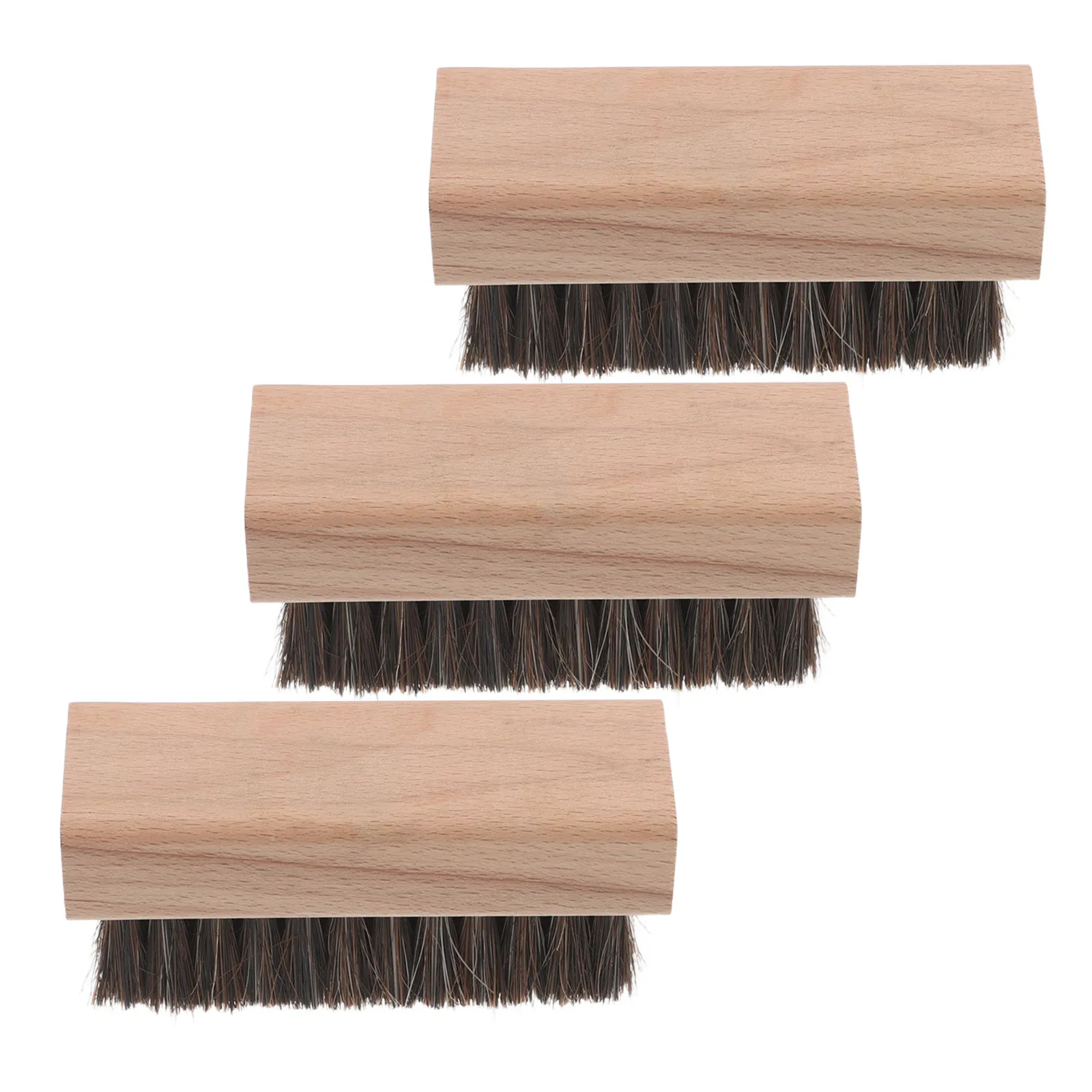 3Pcs Shoe Cleaning Brush Set Solid Wood Handle Soft Flexible Bristles for Polishing Buffing Shoes Boots Dust Brush Shoe Scrubber