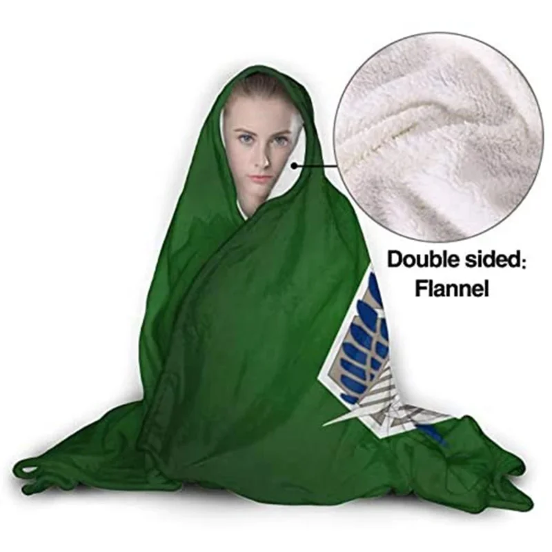 Bear House A 002 هجوم على تيتان عباءة بطانية خضراء من الفلانيل أزياء تنكرية رئيس فيلق التحقيق هوديي S 2025 جديد Q7Q8