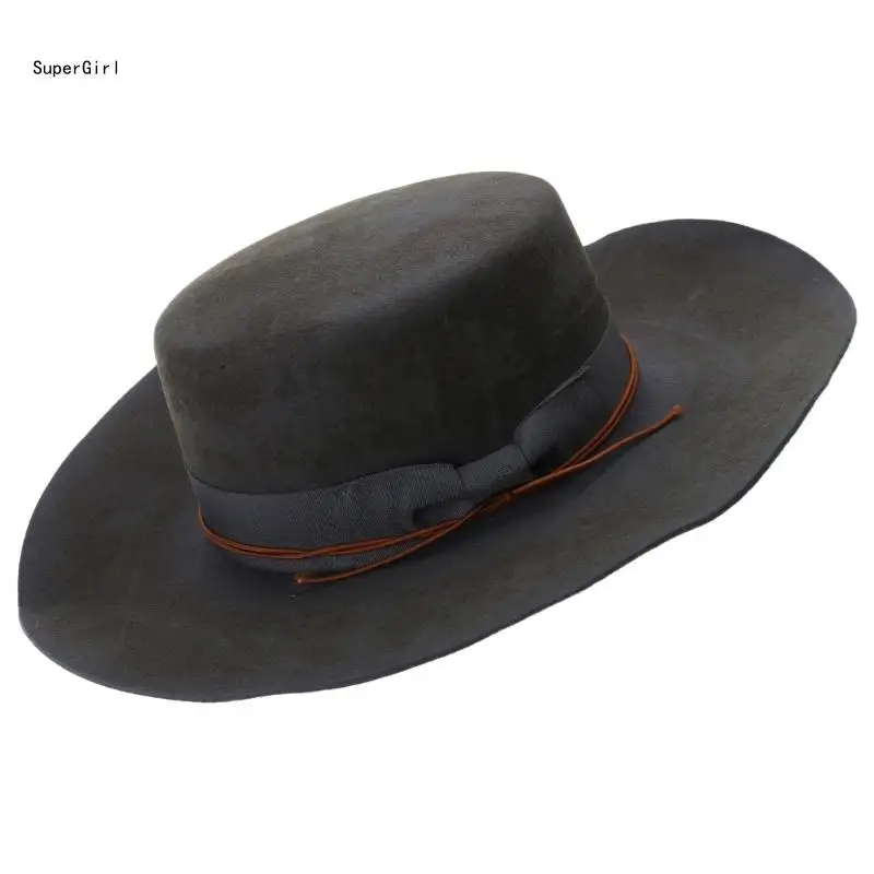 Wool Homburg Top Hat Distressed Panama Hat Surprise Gift for Boyfriend J78E