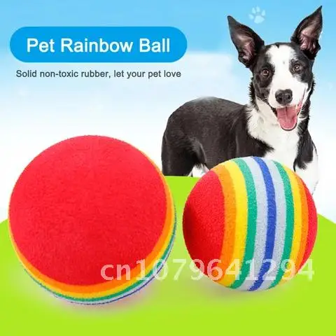 

1/2/10Pcs Rainbow Ball Cat Toy Colorful Ball Interactive Pet Kitten Play Chewing Rattle Scratch EVA Ball Training Pet Supplies