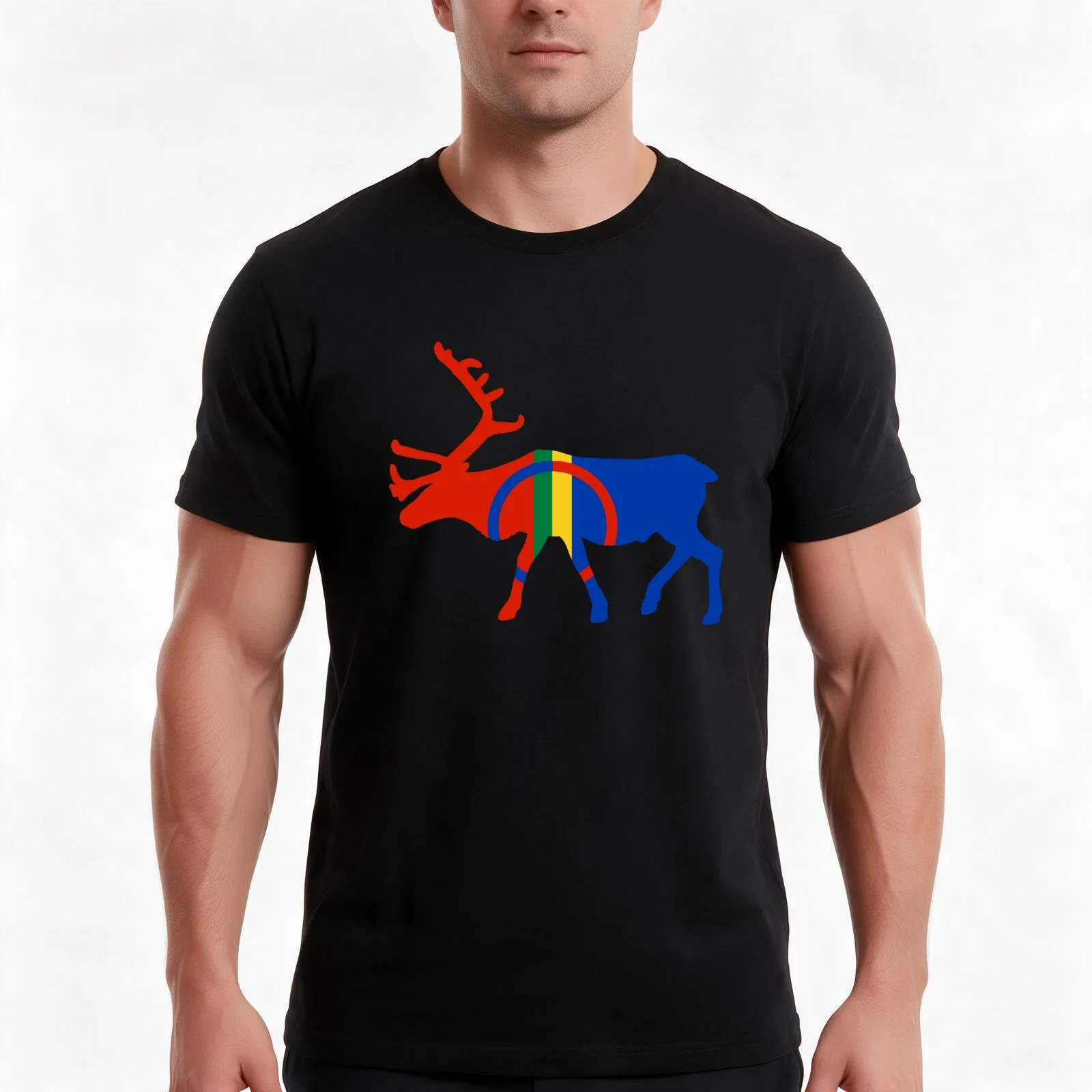 sami reindeer emblem. T-Shirt Summer Casual Cotton Tee, Unisex Men Women