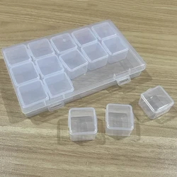 1 set of 15 independent transparent plastic storage boxes, used for DIY diamond painting, bead and jewelry storage, multifunctio