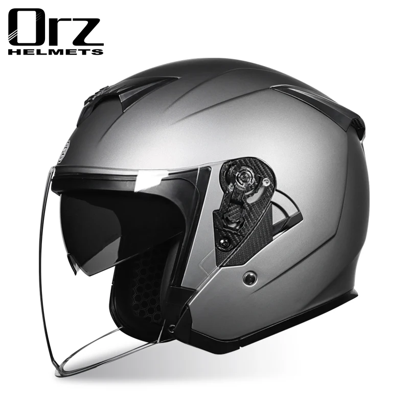 Immagine 7: Casco da moto con visiera parasole integrata, casco semi-chiuso per scooter, omologato DOT per uomo e donna