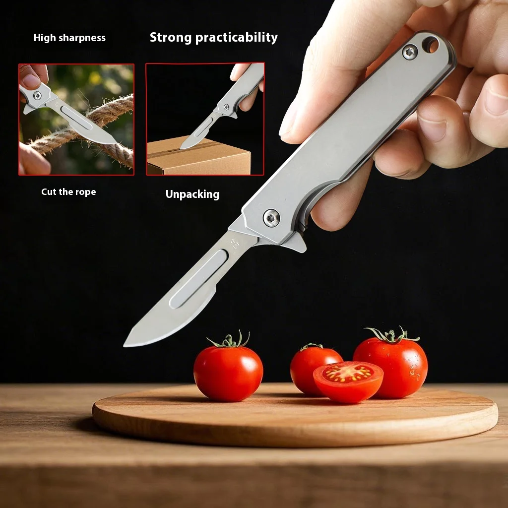 Stainless Steel Bearing Foldable Utility Knife Replacement Blade Sharp Portable Keychain EDC Mini Knife