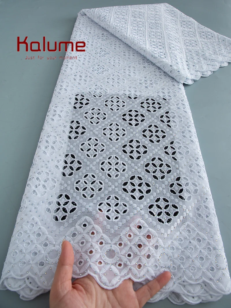 

Kalume African Dry Cotton Lace Fabric Swiss Voile 2025 Nigerian Lace Fabric High Quality Embroidery For Diy Dress Sewing F3831