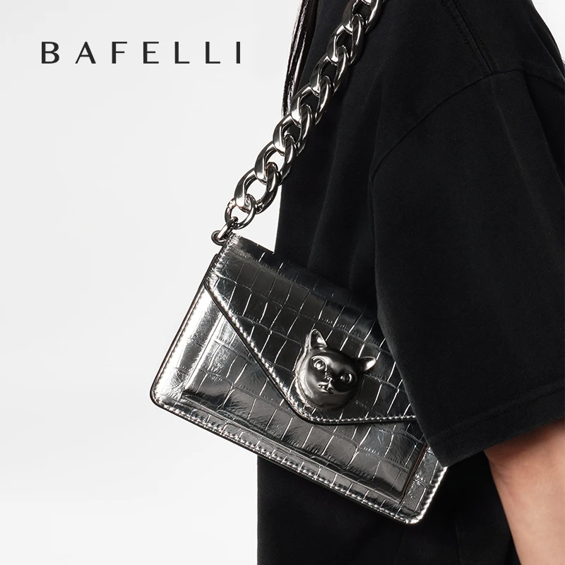 BAFELLI 2024 WOMEN'S BAG NEW MINI PARTY CASUAL CROCODILE LUXURY BRAND DESIGNER CAT FASHION CROSSBODY SHOULDER GENUINE LEATHER