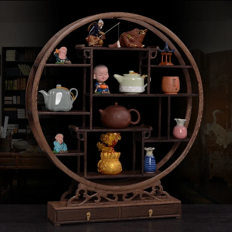 Solid Wood Tabletop  Antiques Display Stand  Small Bogu Shelf Chinese Tea Set Purple Clay Pot GK Display Shelf Ornaments