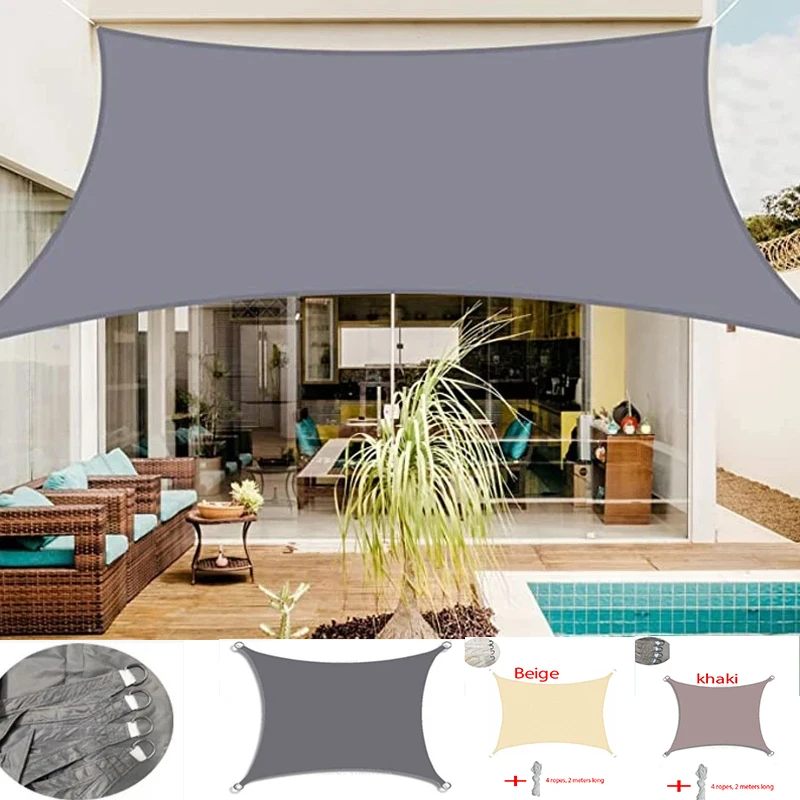 Outdoor Waterproof Sunshade, Rectangular Canvas Candle, Garden Sunshade, Terrace, Car, Swimming Pool Sunshade Sail Sunshade