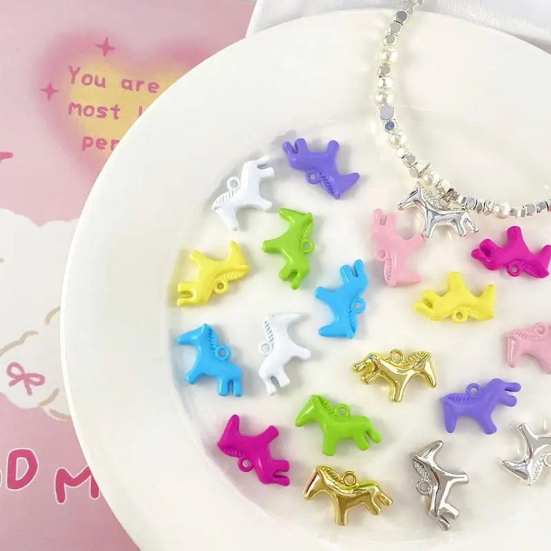 

5Pcs Macaron Color Pendants Horse Animal Pendant Charms Handmade Necklace Earrings Accessories Diy Jewelry Making Findings
