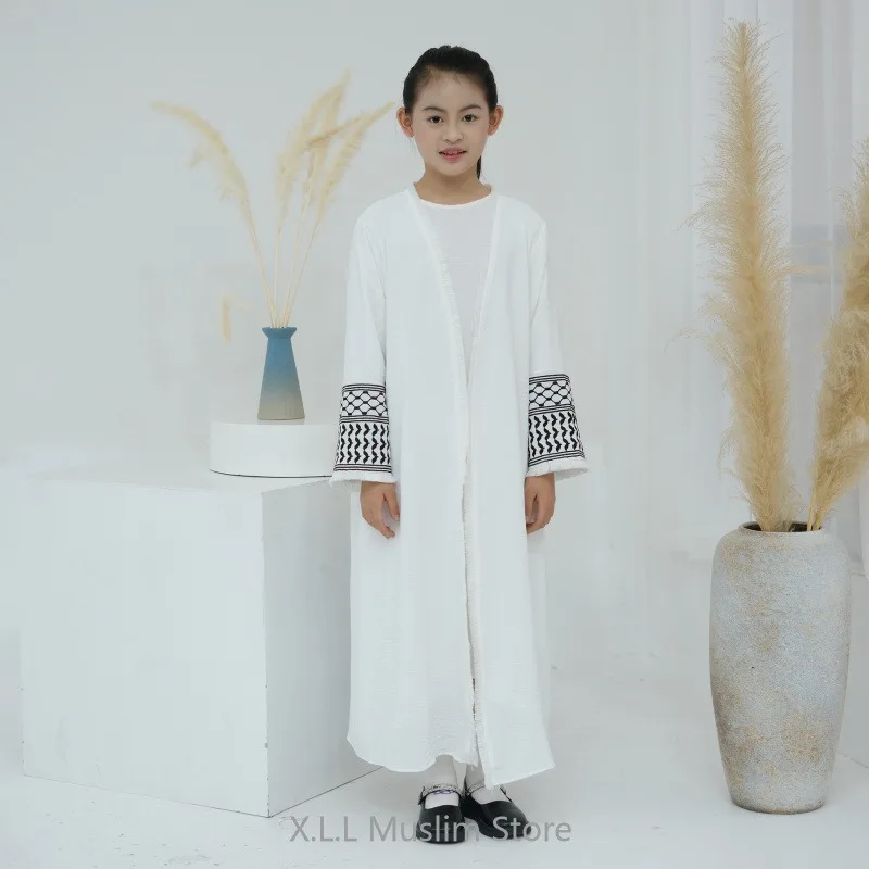 Kids Jilbabs 2 Piece Set Kaftan Islamic Dubai 2024 Abaya Muslim Dresses Women Moslim Kleding Voor Vrouwen Robe Femme Musulmane