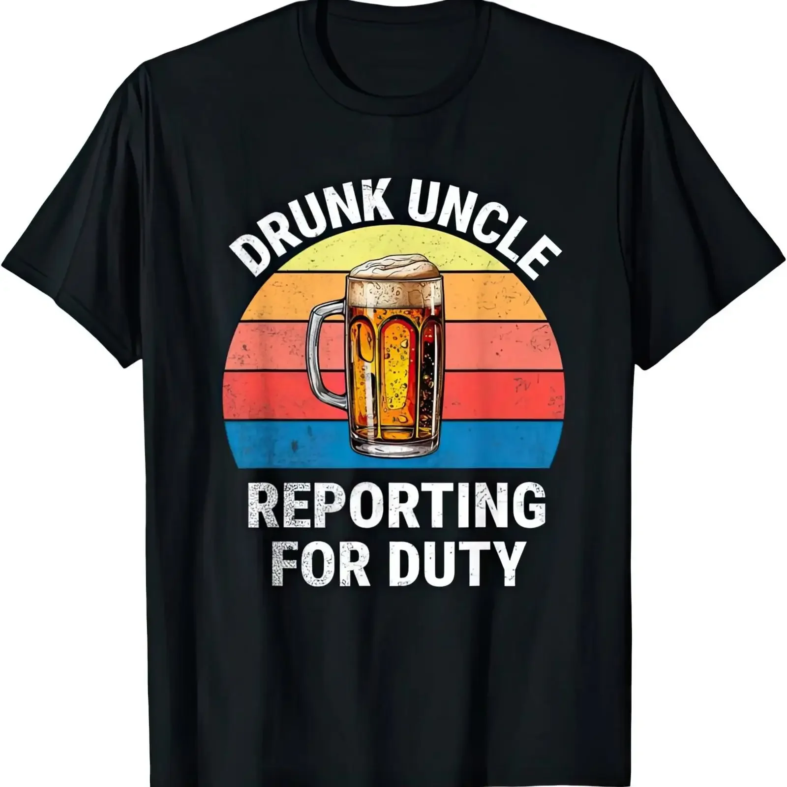 Drunk Uncle Reporting For Duty Birthday T Shirt vintage Washed graphic Versatile homme Soft Unisex fashion Breathable Slightly