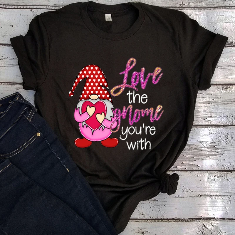 Love The Gnome Shirt Valentine's Day T-Shirt Gnome Valentine's Tee Couple Matching Clothes Valentine's Day Gift for Girlfriend