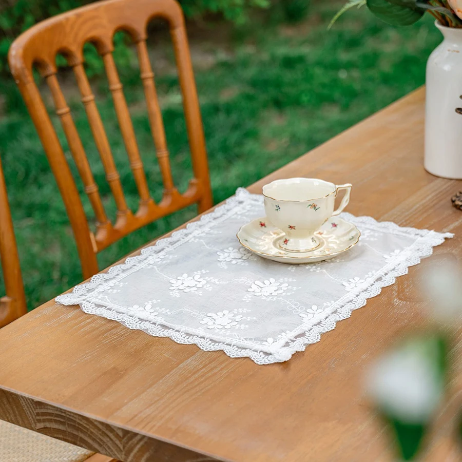 Lace Placemats for Table Cotton Napkins for Plates Soft Flounced Wedding Decoration House Warming Gift Table Decor Party