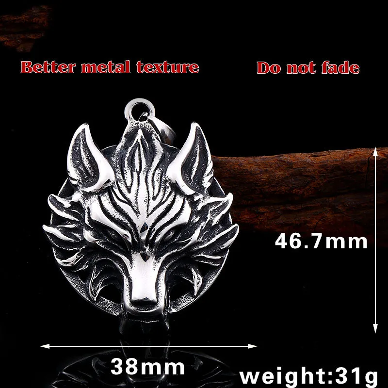 Retro Real Trouble Flame Wolf Head Animal Necklace Men's Hip-hop Punk Trend Rock Cool Jewelry