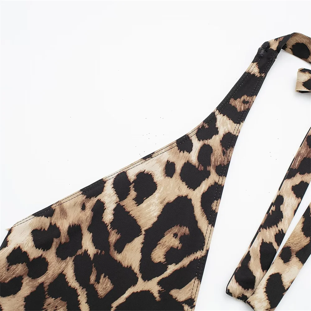 2024 Zarb Spring/Summer New Women\'s European and American style niche hanging neck collar animal print slim fit swimsuit