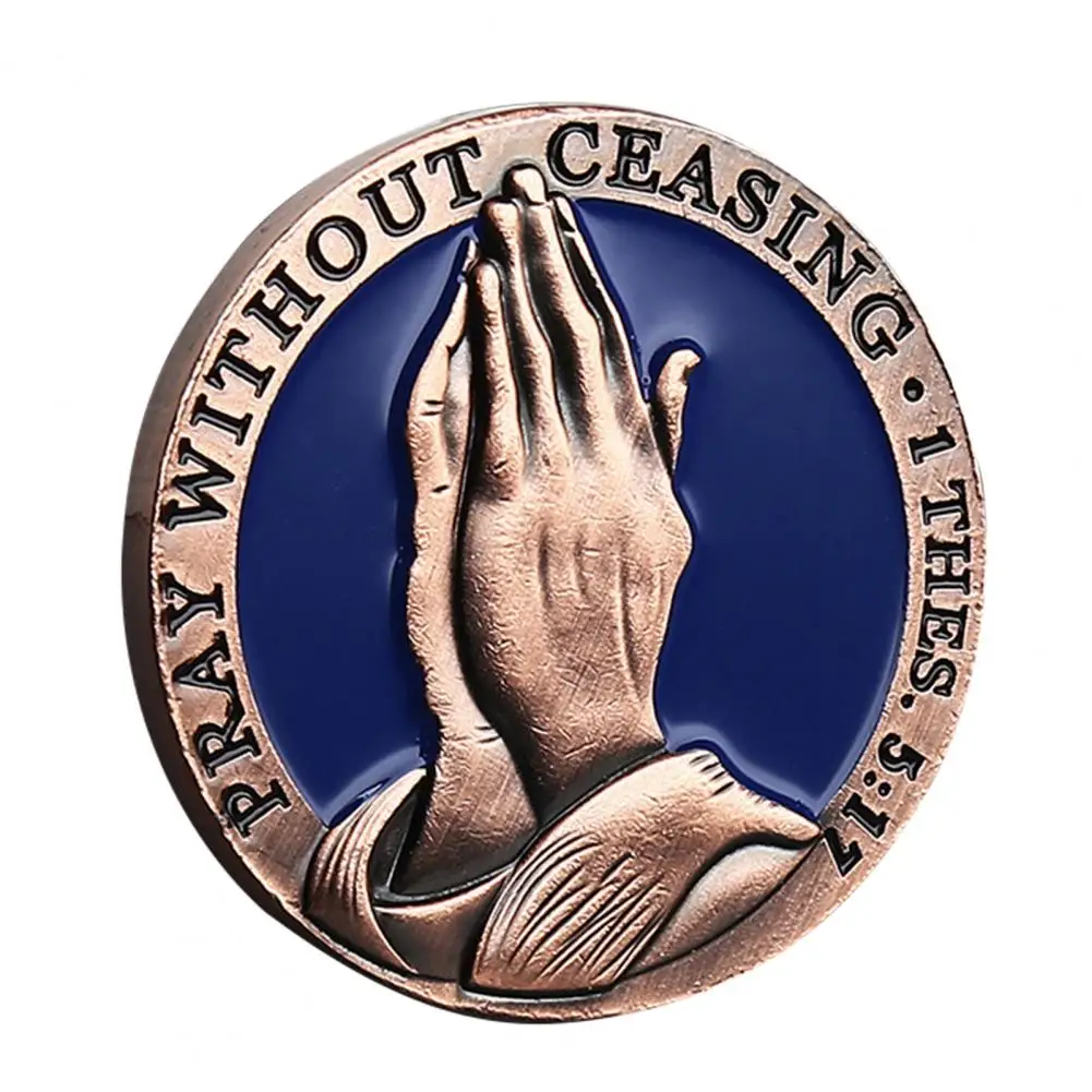 Faithful Devotion Coin Alloy Topped Token Christian Prayer Coin Set with Praying Hands for Christian for Encouragement