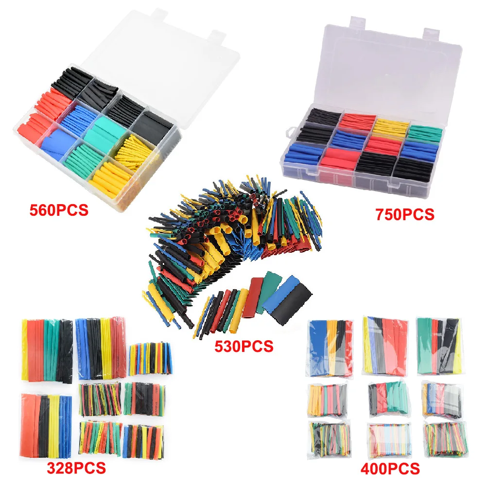 328 530 400 560 750 قطعة أنبوب أنبوب الانكماش الحراري متعدد الألوان سلك التفاف Thermoresistant أنبوب كم عدة #1