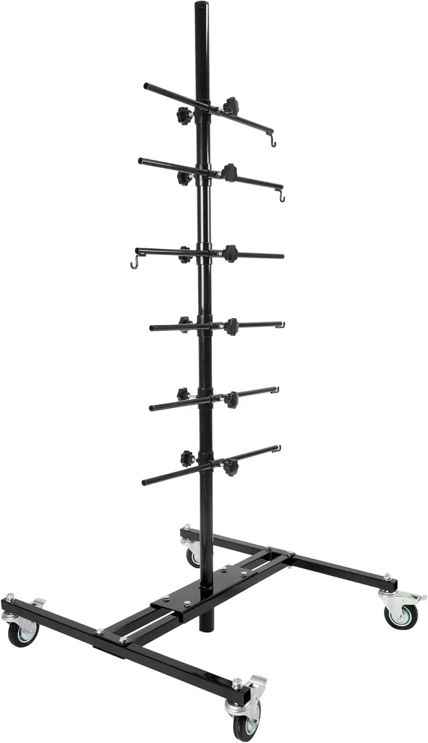 Automotive Panel Tree Paint Stand, Mobile Auto Body Parts Hanging Rack With Wheels And Hooks, Adjustable Center Post Organizer Holder For Garage Repair Workshop, Black, 1 Set