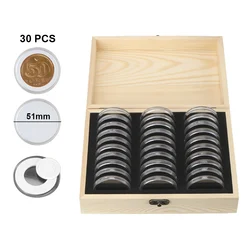 With Adjustment Pad Coins Storage Box 20/30/50/100PCS Adjustable Antioxidative Wooden Commemorative Coin Collection Case