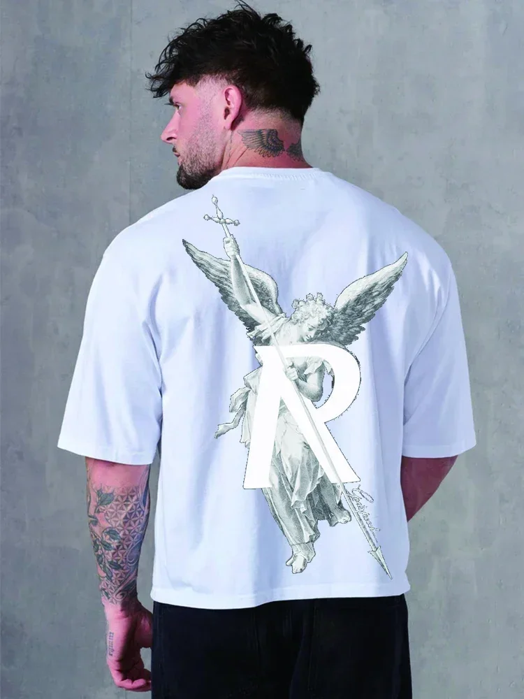 

2025 New Hot Summer Luxury Brand Men's Cotton T-Shirt Classic Angel R Printed Letter Short Sleeve Women's Loose Cotton T-Shirt