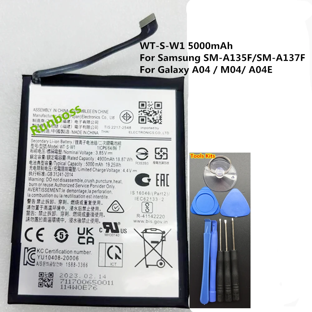 High Quality 5000mAh WT-S-W1 New Battery For Samsung Galaxy A04 / M04/ A04E SM-A135F/SM-A137F A14 5G SM-A146U A146B A146P Phone