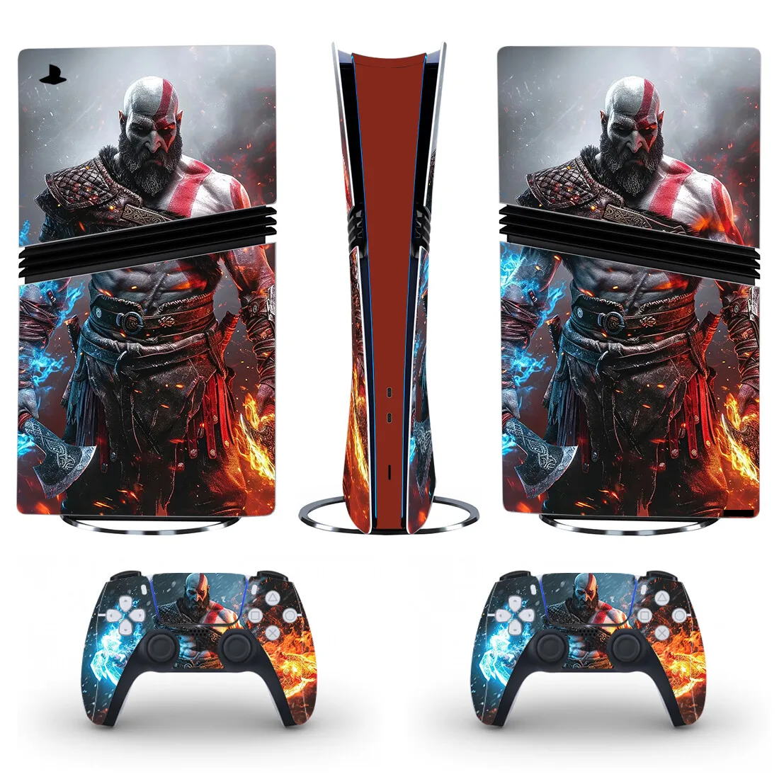 غطاء لاصق رقمي من Game God of War PS5 Pro لوحدة التحكم و2 وحدات تحكم PS5 Pro Skin Vinyl